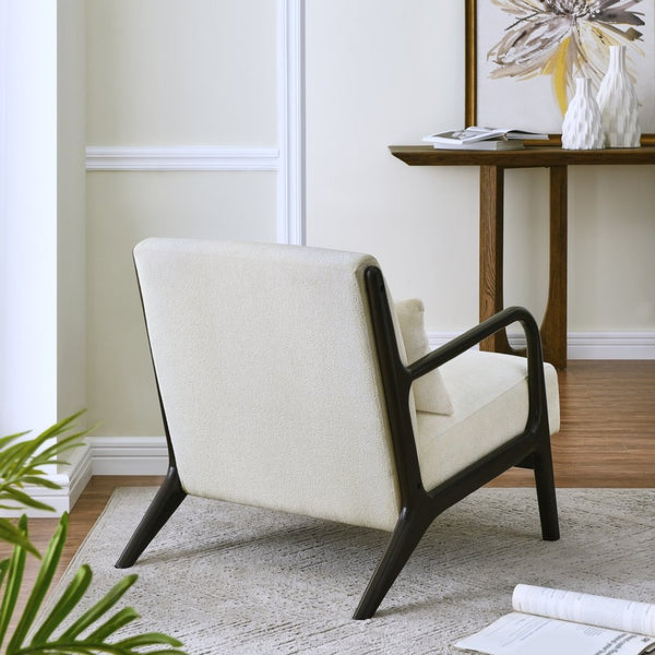 English Elm Eterna Mid-century Chenille Accent Chair with Lumbar Pillow for Living Room Black T2574P421151