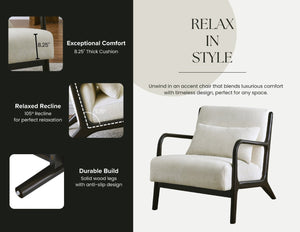 English Elm Eterna Mid-century Chenille Accent Chair with Lumbar Pillow for Living Room Black T2574P421151