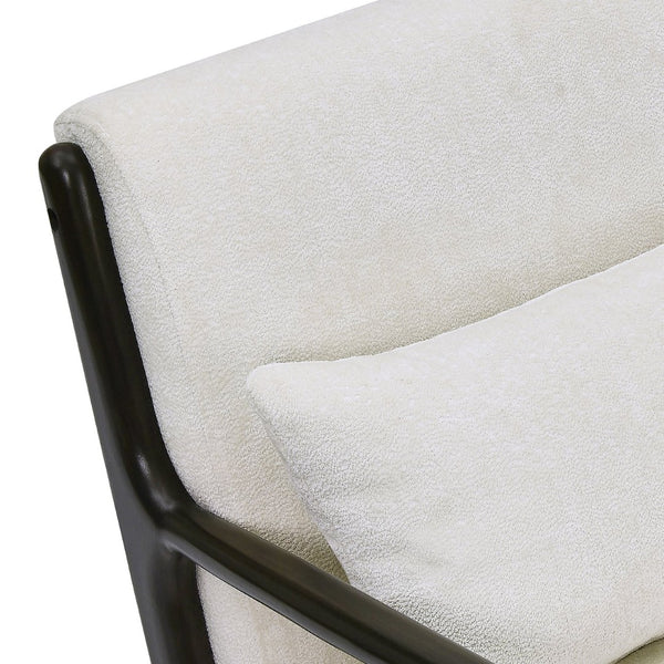 English Elm Eterna Mid-century Chenille Accent Chair with Lumbar Pillow for Living Room Black T2574P421151