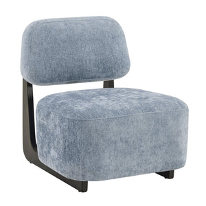 English Elm Solara Contemporary Chenille Accent Chair Sculptural Open Frame Acacia Wood Base Blue T2574P421152