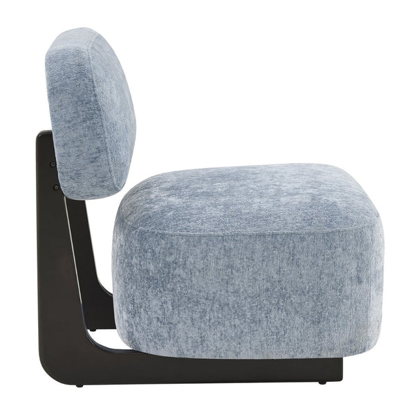 English Elm Solara Contemporary Chenille Accent Chair Sculptural Open Frame Acacia Wood Base Blue T2574P421152