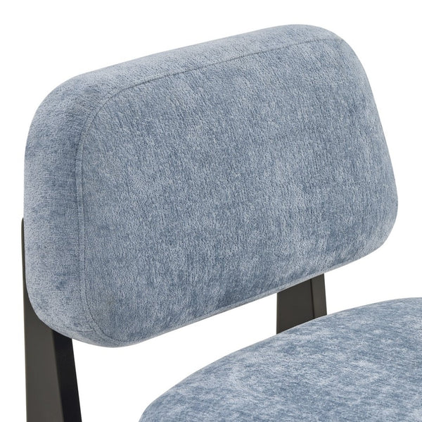 English Elm Solara Contemporary Chenille Accent Chair Sculptural Open Frame Acacia Wood Base Blue T2574P421152
