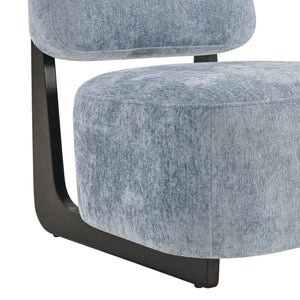 English Elm Solara Contemporary Chenille Accent Chair Sculptural Open Frame Acacia Wood Base Blue T2574P421152