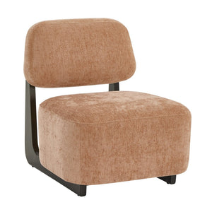 English Elm Solara Contemporary Chenille Accent Chair Sculptural Open Frame Acacia Wood Base Orange T2574P421153