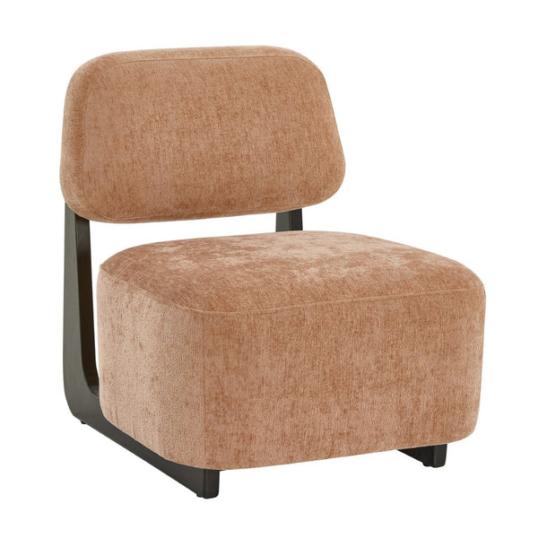 English Elm Solara Contemporary Chenille Accent Chair Sculptural Open Frame Acacia Wood Base Orange T2574P421153