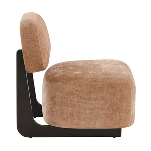 English Elm Solara Contemporary Chenille Accent Chair Sculptural Open Frame Acacia Wood Base Orange T2574P421153
