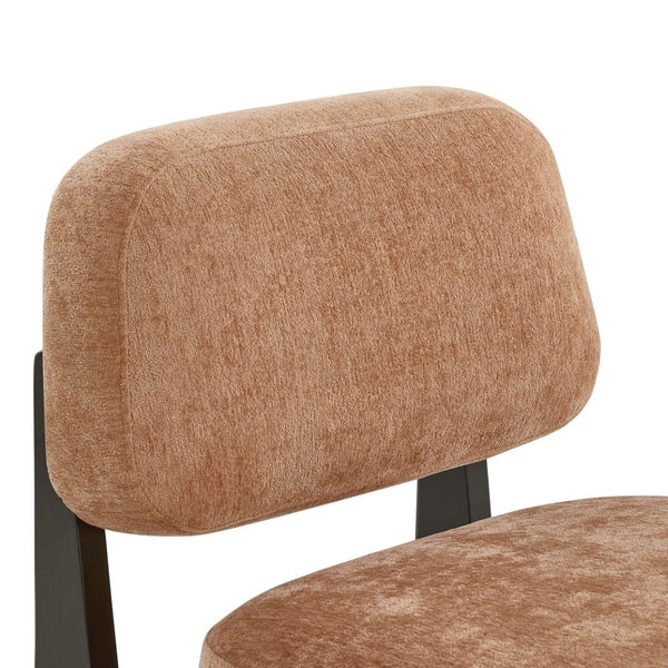 English Elm Solara Contemporary Chenille Accent Chair Sculptural Open Frame Acacia Wood Base Orange T2574P421153
