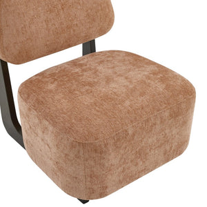 English Elm Solara Contemporary Chenille Accent Chair Sculptural Open Frame Acacia Wood Base Orange T2574P421153