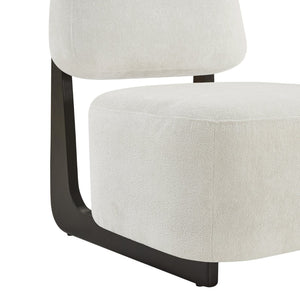 English Elm Solara Contemporary Chenille Accent Chair Sculptural Open Frame Acacia Wood Base White T2574P421154