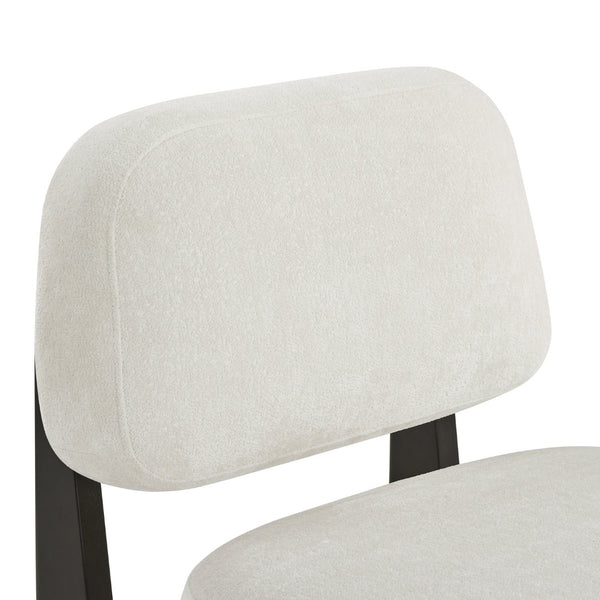 English Elm Solara Contemporary Chenille Accent Chair Sculptural Open Frame Acacia Wood Base White T2574P421154