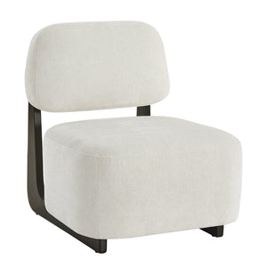 English Elm Solara Contemporary Chenille Accent Chair Sculptural Open Frame Acacia Wood Base White T2574P421154
