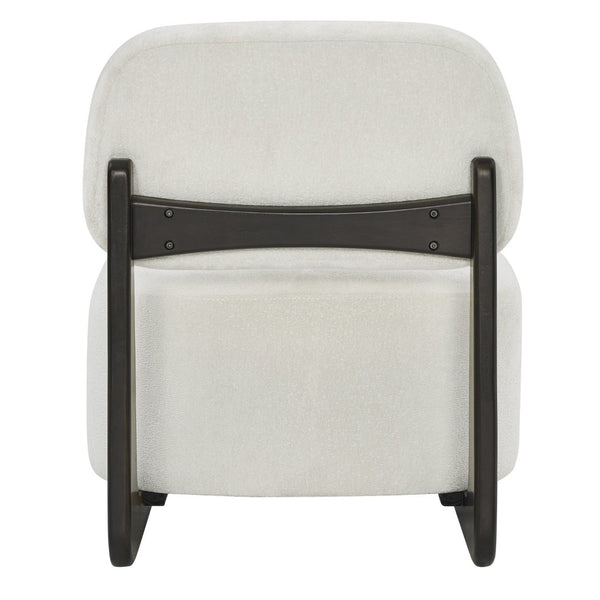 English Elm Solara Contemporary Chenille Accent Chair Sculptural Open Frame Acacia Wood Base White T2574P421154