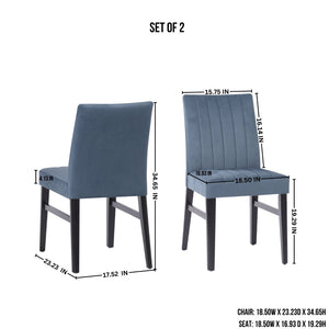 English Elm Roundhill Wendell Channel Tufted Upholstered Dining Chair Set with Rubberwood Legs Blue T2574P424661