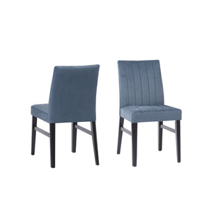 English Elm Roundhill Wendell Channel Tufted Upholstered Dining Chair Set with Rubberwood Legs Blue T2574P424661