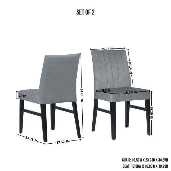 English Elm Roundhill Wendell Channel Tufted Upholstered Dining Chair Set with Rubberwood Legs Gray T2574P424662
