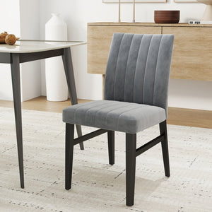 English Elm Roundhill Wendell Channel Tufted Upholstered Dining Chair Set with Rubberwood Legs Gray T2574P424662