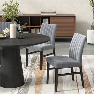English Elm Roundhill Wendell Channel Tufted Upholstered Dining Chair Set with Rubberwood Legs Gray T2574P424662
