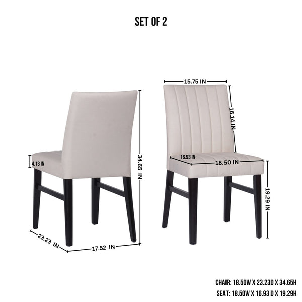 English Elm Roundhill Wendell Channel Tufted Upholstered Dining Chair Set with Rubberwood Legs Tan T2574P424663
