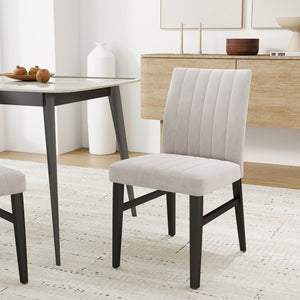 English Elm Roundhill Wendell Channel Tufted Upholstered Dining Chair Set with Rubberwood Legs Tan T2574P424663