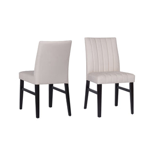 English Elm Roundhill Wendell Channel Tufted Upholstered Dining Chair Set with Rubberwood Legs Tan T2574P424663