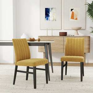 English Elm Roundhill Wendell Channel Tufted Upholstered Dining Chair Set with Rubberwood Legs T2574P424760