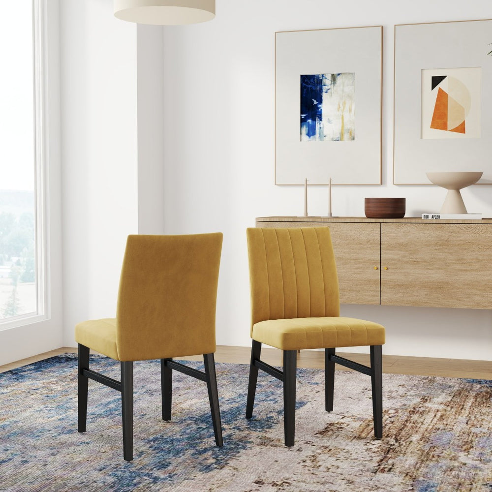 English Elm Roundhill Wendell Channel Tufted Upholstered Dining Chair Set with Rubberwood Legs T2574P424760
