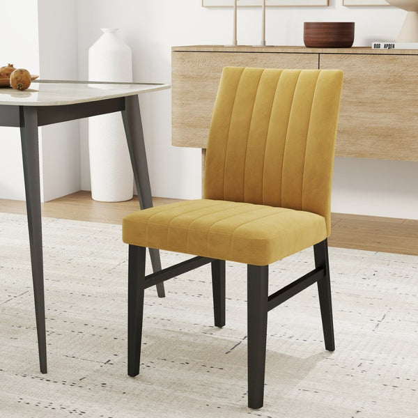 English Elm Roundhill Wendell Channel Tufted Upholstered Dining Chair Set with Rubberwood Legs T2574P424760