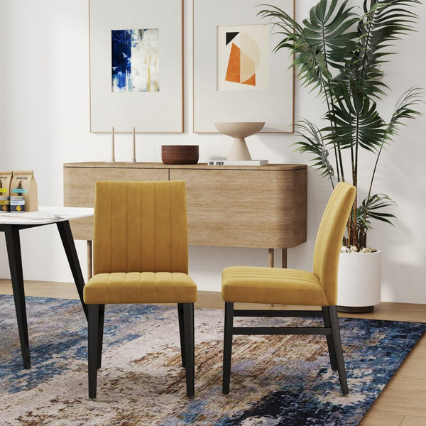 English Elm Roundhill Wendell Channel Tufted Upholstered Dining Chair Set with Rubberwood Legs T2574P424760