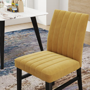 English Elm Roundhill Wendell Channel Tufted Upholstered Dining Chair Set with Rubberwood Legs T2574P424760