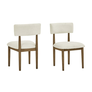 English Elm Ellis Boucle Upholstered Dining Chairs Set of Two with Curved Backrest Solid Wood Frame Oak Natural Wood + OFF White T2574P427261