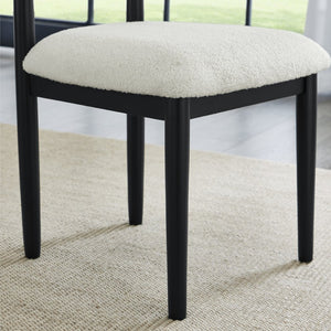 English Elm Ellis Boucle Upholstered Dining Chairs Set of Two with Curved Backrest Solid Wood Frame Black White T2574P427262