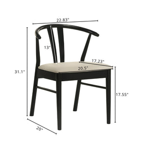 English Elm Lavin Wishbone Back Rubberwood Dining Chairs Faux Leather Seat Mid-century Set of 2 Black T2574P427312
