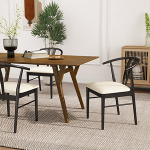 English Elm Lavin Wishbone Back Rubberwood Dining Chairs Faux Leather Seat Mid-century Set of 2 Black T2574P427312