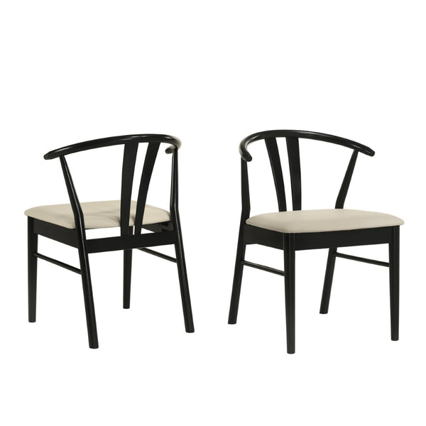 English Elm Lavin Wishbone Back Rubberwood Dining Chairs Faux Leather Seat Mid-century Set of 2 Black T2574P427312