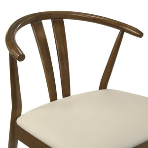 English Elm Lavin Wishbone Back Rubberwood Dining Chairs Faux Leather Seat Mid-century Set of 2 Walnut T2574P427313