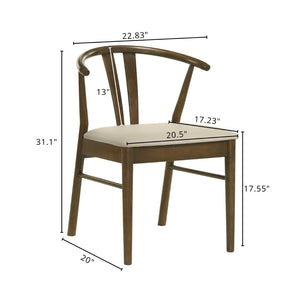 English Elm Lavin Wishbone Back Rubberwood Dining Chairs Faux Leather Seat Mid-century Set of 2 Walnut T2574P427313