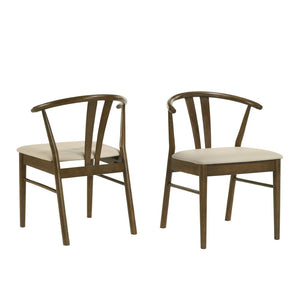 English Elm Lavin Wishbone Back Rubberwood Dining Chairs Faux Leather Seat Mid-century Set of 2 Walnut T2574P427313