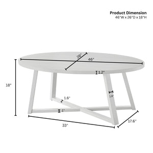 English Elm Modern Harmony Oval Coffee Table Rubberwood Legs White Lacquer Living Room Accent T2574P427314