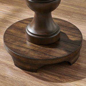 English Elm Caesar Sculptural Pedestal Round End Table Warm Finish Artisan Quality Living Room Accent Espresso T2574P427908