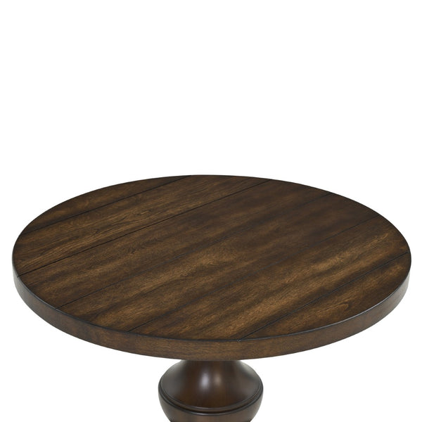English Elm Caesar Sculptural Pedestal Round End Table Warm Finish Artisan Quality Living Room Accent Espresso T2574P427908