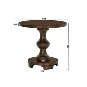 English Elm Caesar Sculptural Pedestal Round End Table Warm Finish Artisan Quality Living Room Accent Espresso T2574P427908
