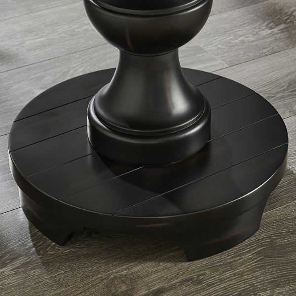 English Elm Caesar Sculptural Pedestal Round End Table Warm Finish Artisan Quality Living Room Accent Black T2574P427909