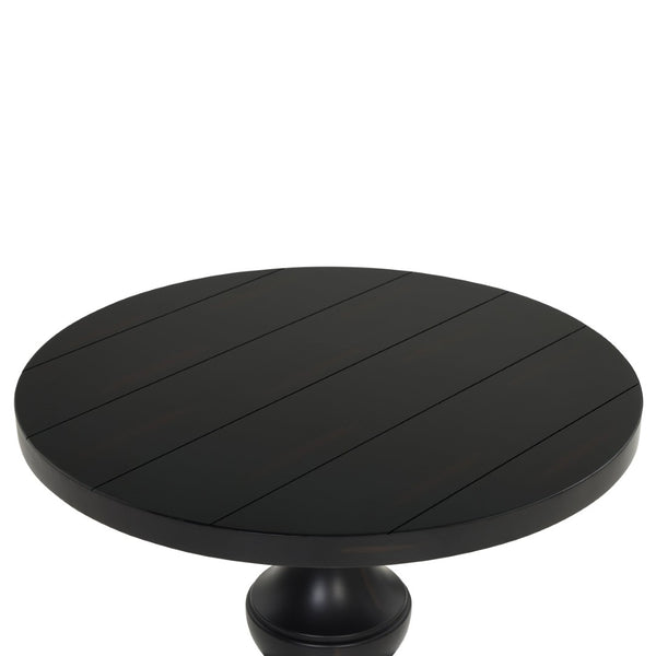 English Elm Caesar Sculptural Pedestal Round End Table Warm Finish Artisan Quality Living Room Accent Black T2574P427909