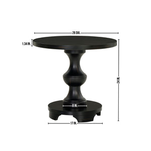 English Elm Caesar Sculptural Pedestal Round End Table Warm Finish Artisan Quality Living Room Accent Black T2574P427909
