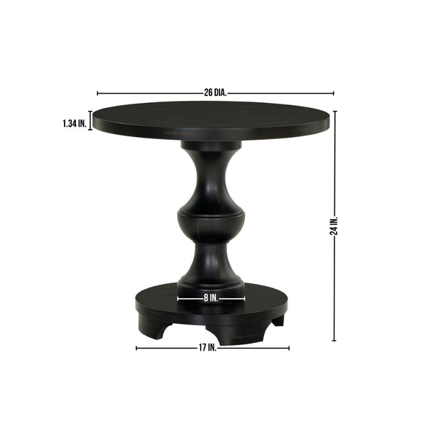English Elm Caesar Sculptural Pedestal Round End Table Warm Finish Artisan Quality Living Room Accent Black T2574P427909