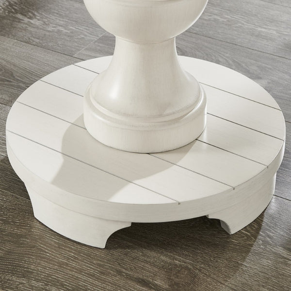English Elm Caesar Sculptural Pedestal Round End Table Warm Finish Artisan Quality Living Room Accent White T2574P427910