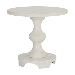 English Elm Caesar Sculptural Pedestal Round End Table Warm Finish Artisan Quality Living Room Accent White T2574P427910