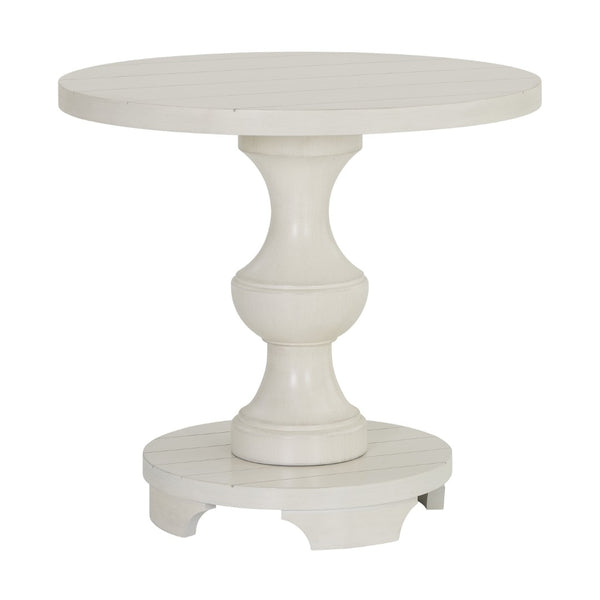 English Elm Caesar Sculptural Pedestal Round End Table Warm Finish Artisan Quality Living Room Accent White T2574P427910