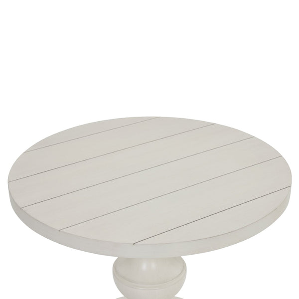 English Elm Caesar Sculptural Pedestal Round End Table Warm Finish Artisan Quality Living Room Accent White T2574P427910