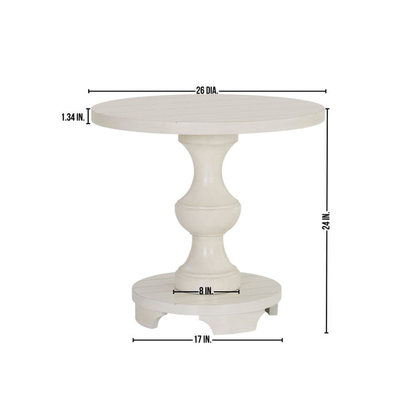 English Elm Caesar Sculptural Pedestal Round End Table Warm Finish Artisan Quality Living Room Accent White T2574P427910